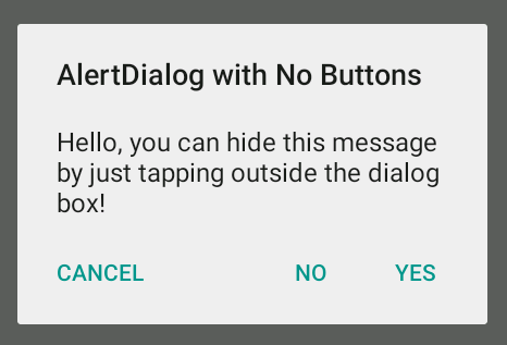 Alert Dialog with Yes No and Cancel Buttons
